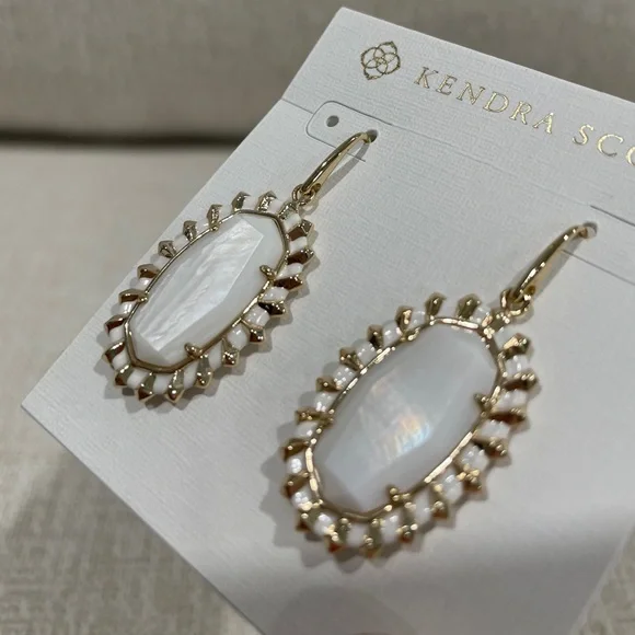 Kendra Scott Dani Gold Color Burst Frame Drop Earrings - Picture 3 of 4